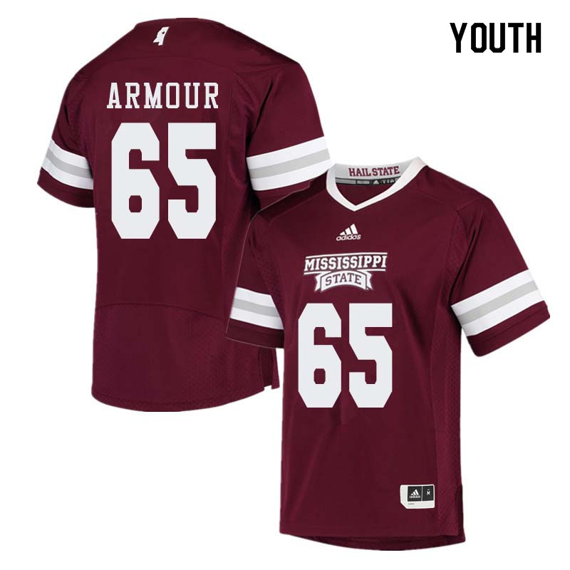 Youth #65 Brett Armour Mississippi State Bulldogs College Football Jerseys Sale-Maroon